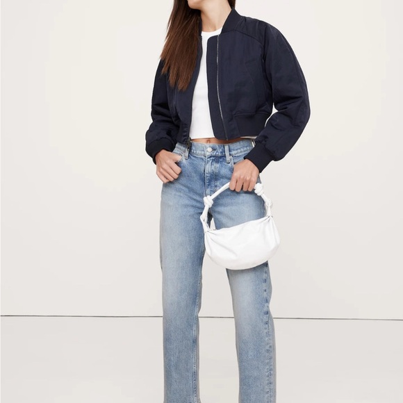 XS Banana Republic Blue Bomber WATER-RESISTANT CROPPED BOMBER JACKET - Picture 6 of 6